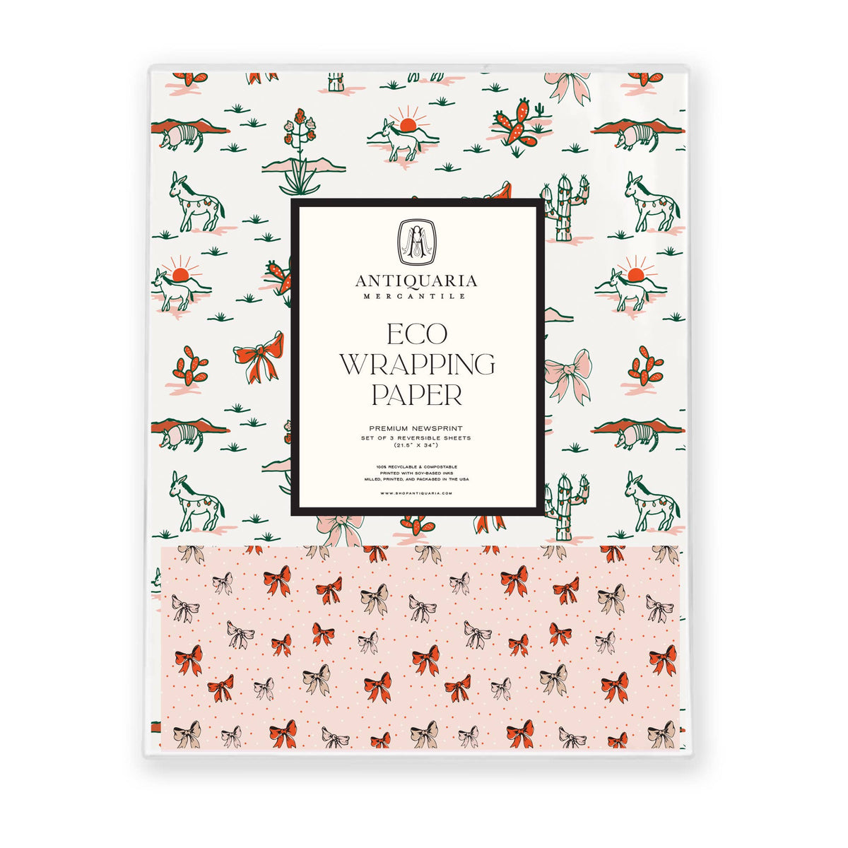 Antiquaria Eco Gift Wrap, Pack of 3 Sheets
