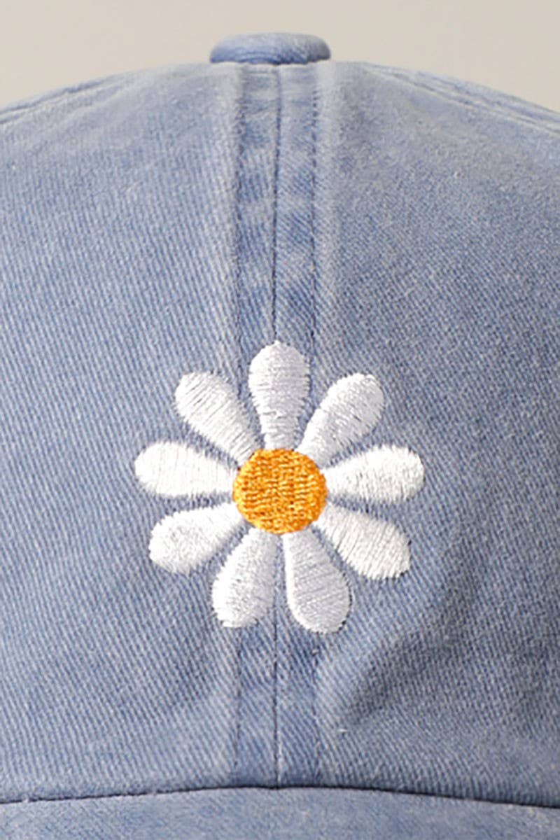 Daisy Embroidery Adjustable Baseball Cap Hat