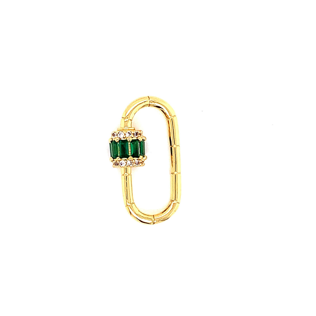 18K Gemstone Clasp Link For Necklace, Gold Emerald Cubic Zir: Sapphire