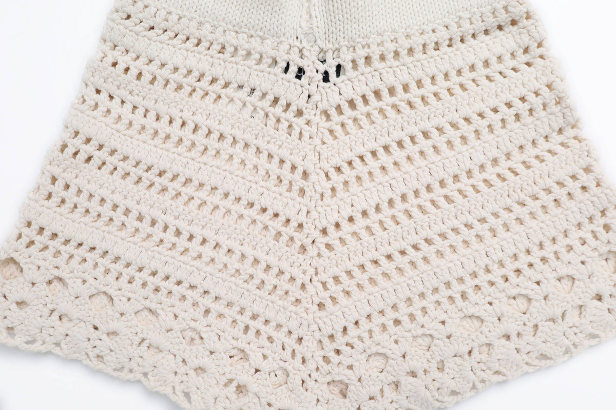 SARAH Hand crochet organic cotton shorts: S / Ecru