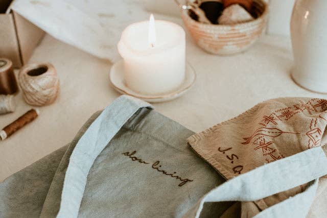 Hand embroidered cotton Tote , plant dyed tote bag: Hearts