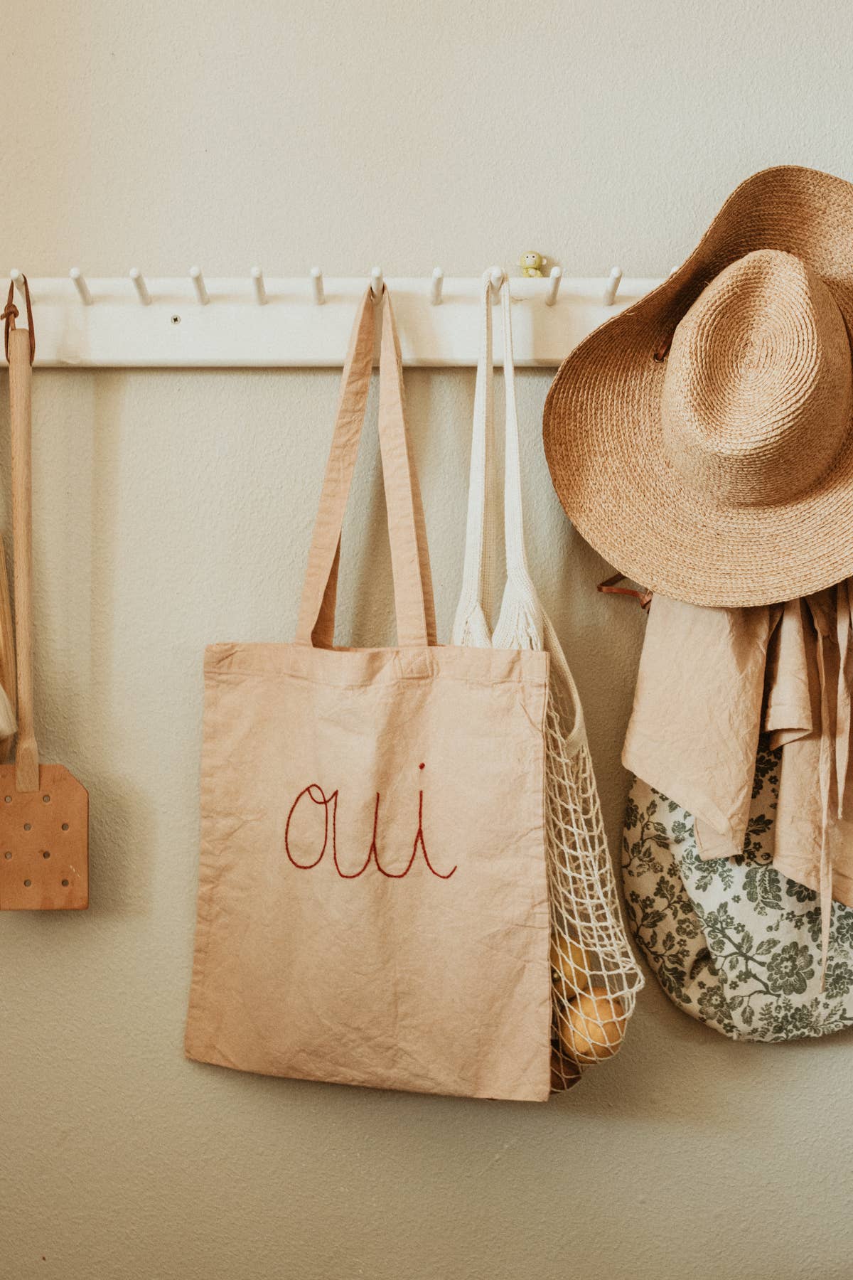 Hand embroidered cotton Tote , plant dyed tote bag: Hearts