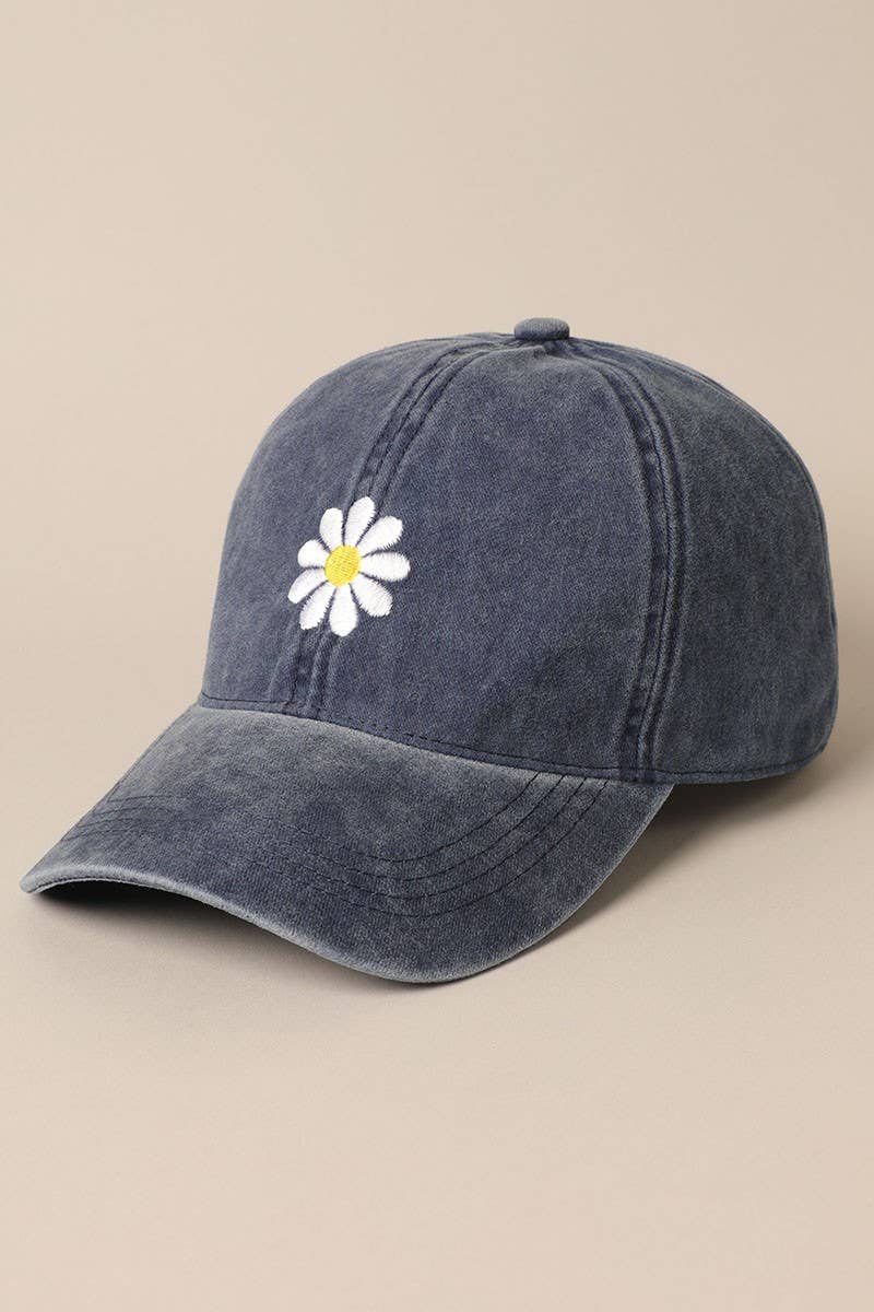 Daisy Embroidery Adjustable Baseball Cap Hat