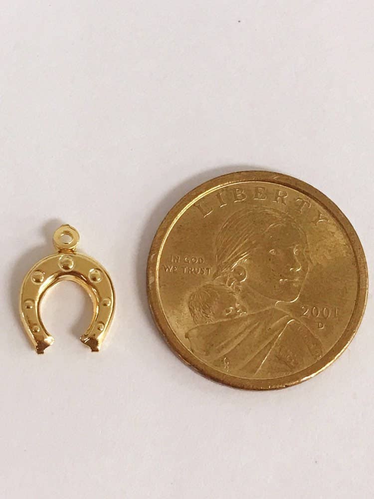 Gold Horseshoe Charm, Gold Filled Horseshoe Pendant For Jewelry Making, Good Luck Charms, Bulk Charms For Beading, Small Horseshoe Lucky Charm