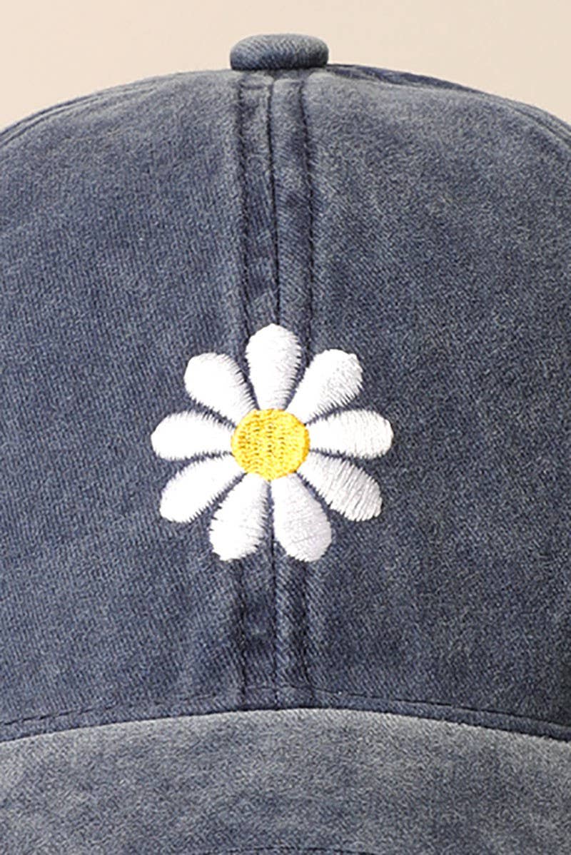 Daisy Embroidery Adjustable Baseball Cap Hat