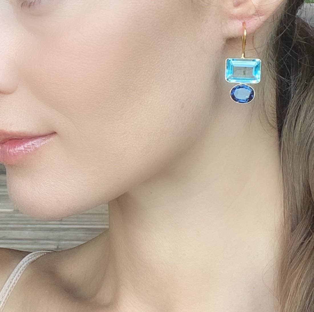 Valencia Earring-Sky Blue & Royal Blue Silver