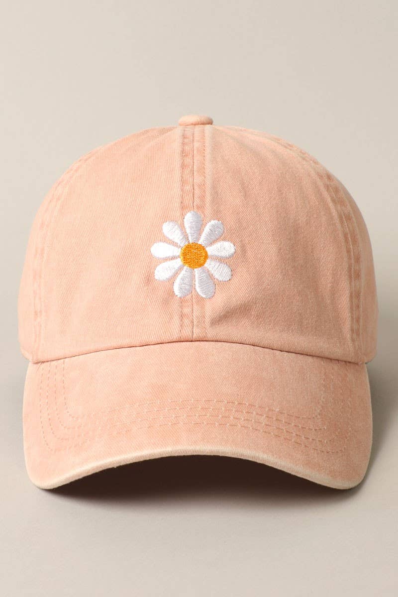 Daisy Embroidery Adjustable Baseball Cap Hat