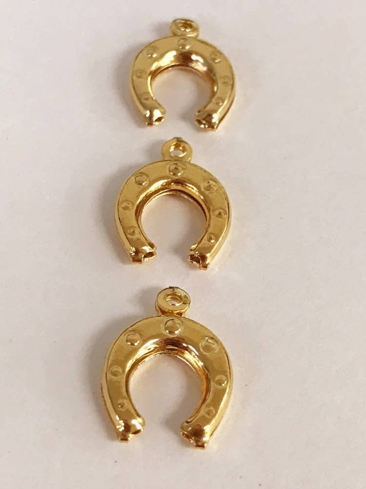 Gold Horseshoe Charm, Gold Filled Horseshoe Pendant For Jewelry Making, Good Luck Charms, Bulk Charms For Beading, Small Horseshoe Lucky Charm