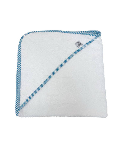 Blue Gingham Trim Hooded Towel