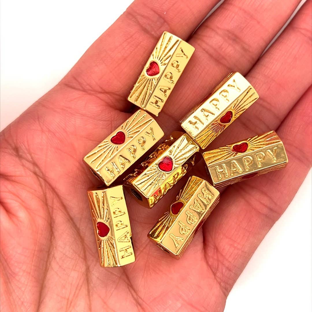 Happy Beads, Colorful Happy Connector Beads, Happy Bar Charm, Happy Jewelry, Happy Bead, Wholesale Bead, Happy Charm, Charm For Necklace, Charm