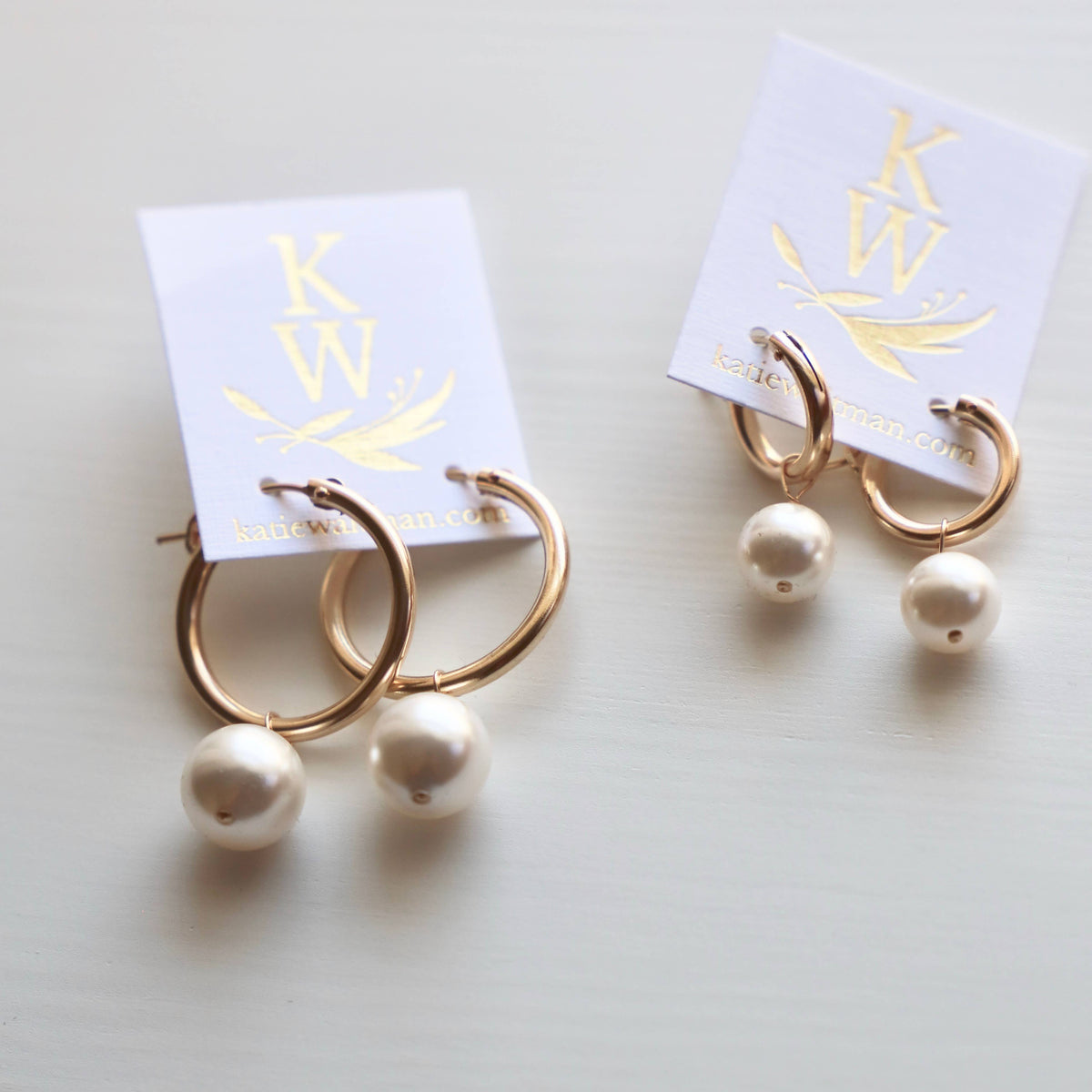 AUDREY GOLD FILLED PEARL HOOP EARRINGS: Small
