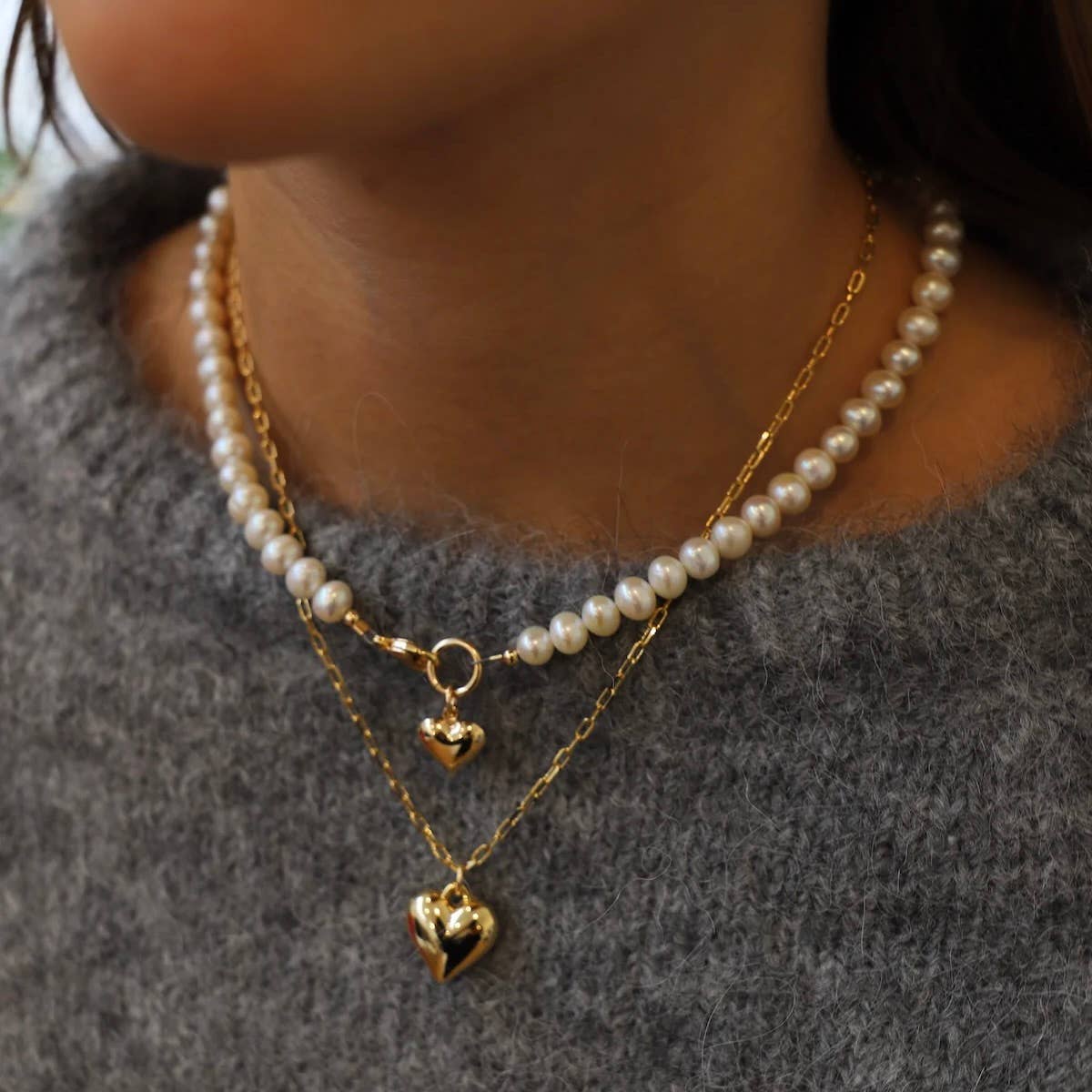 HEART AND FRESHWATER PEARL NECKLACE