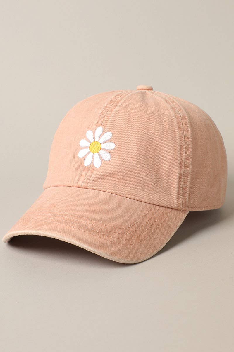 Daisy Embroidery Adjustable Baseball Cap Hat