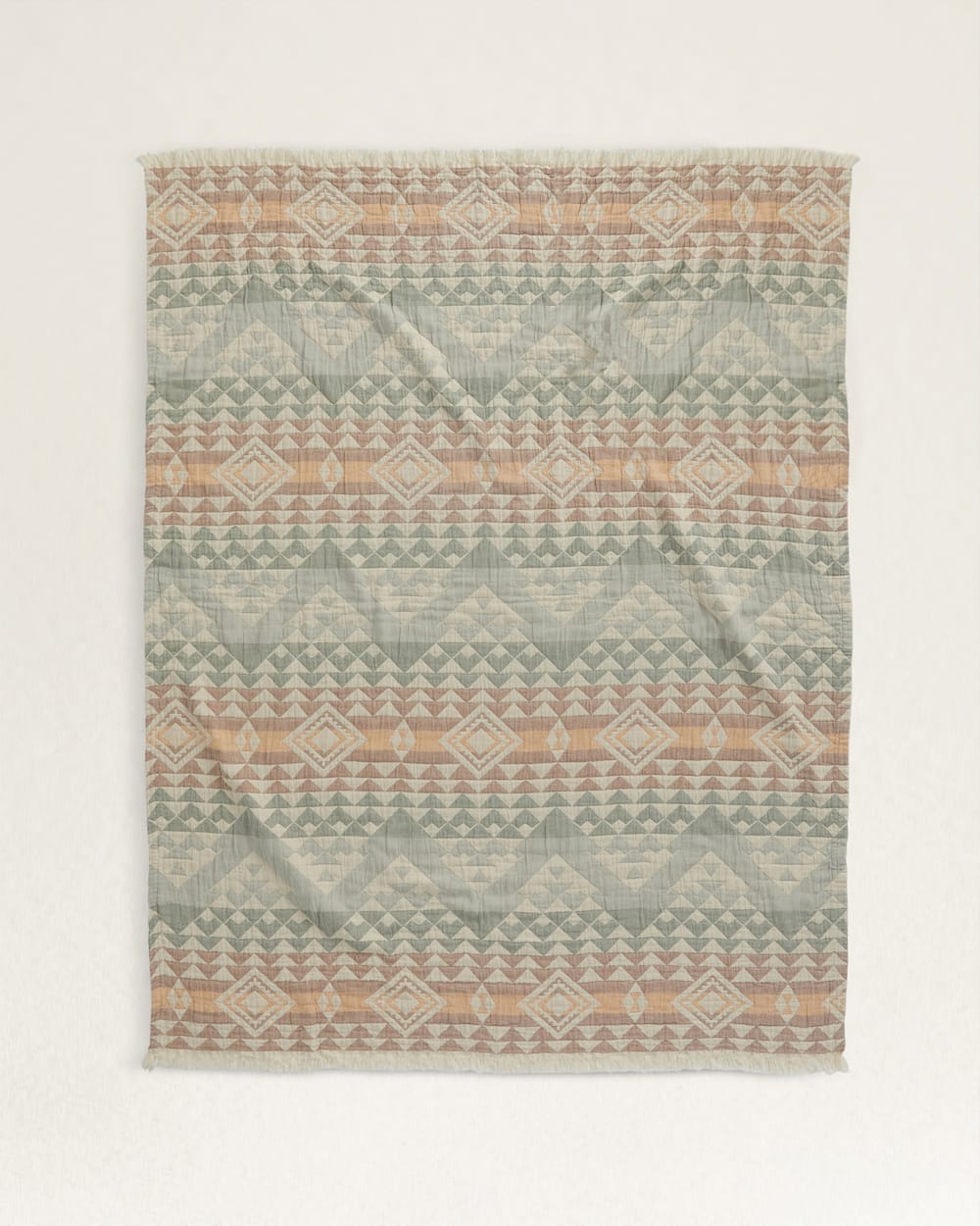 ORGANIC COTTON FRINGED THROW - HIGHLAND PEAK AQUA