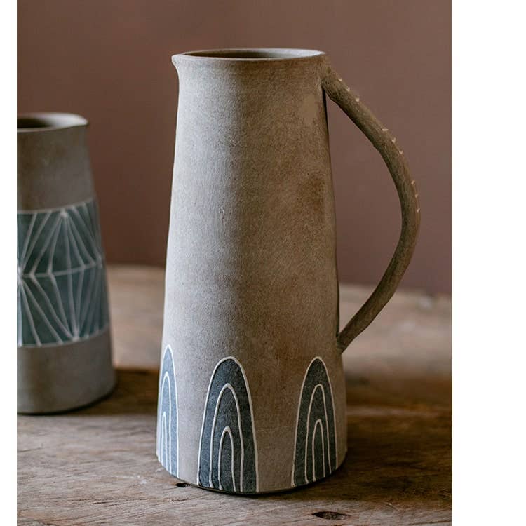 Blue Handpainted Terracotta Vase Jar