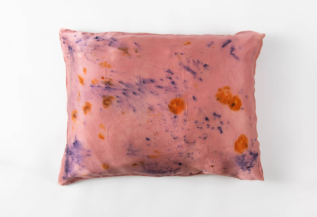 Floral Botanically Dyed Silk Pillowcase: Purple