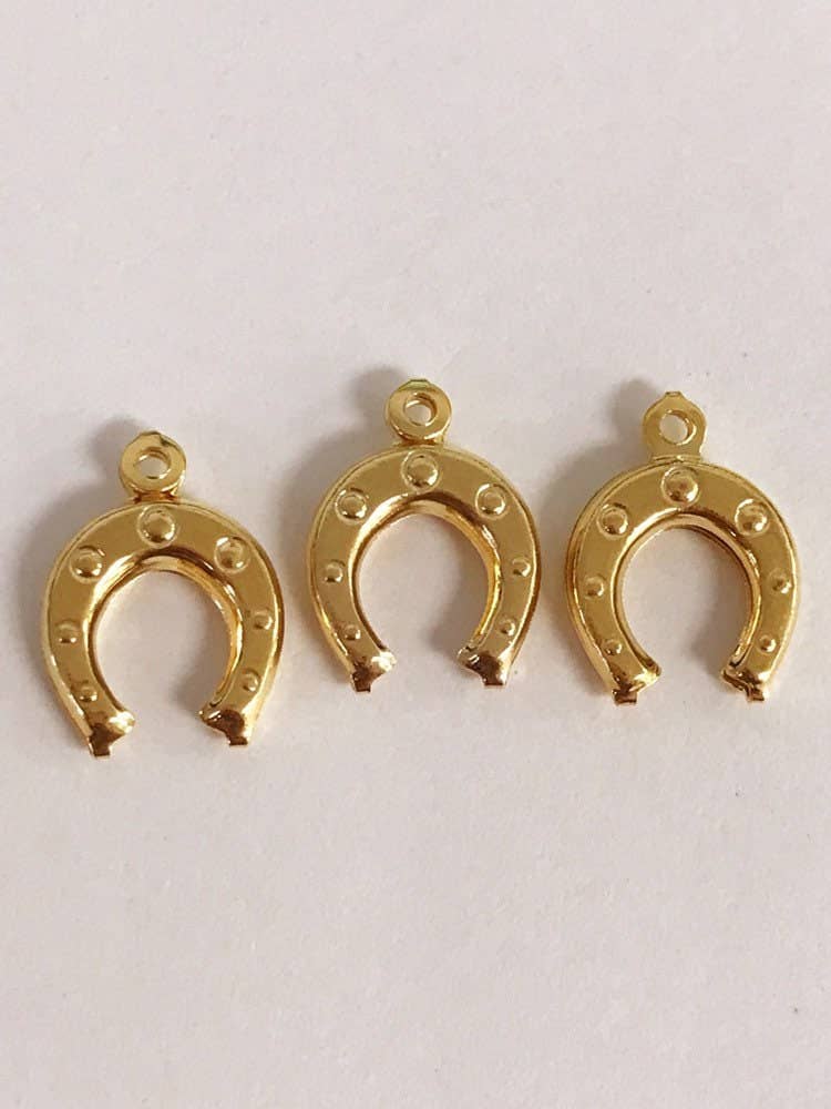 Gold Horseshoe Charm, Gold Filled Horseshoe Pendant For Jewelry Making, Good Luck Charms, Bulk Charms For Beading, Small Horseshoe Lucky Charm