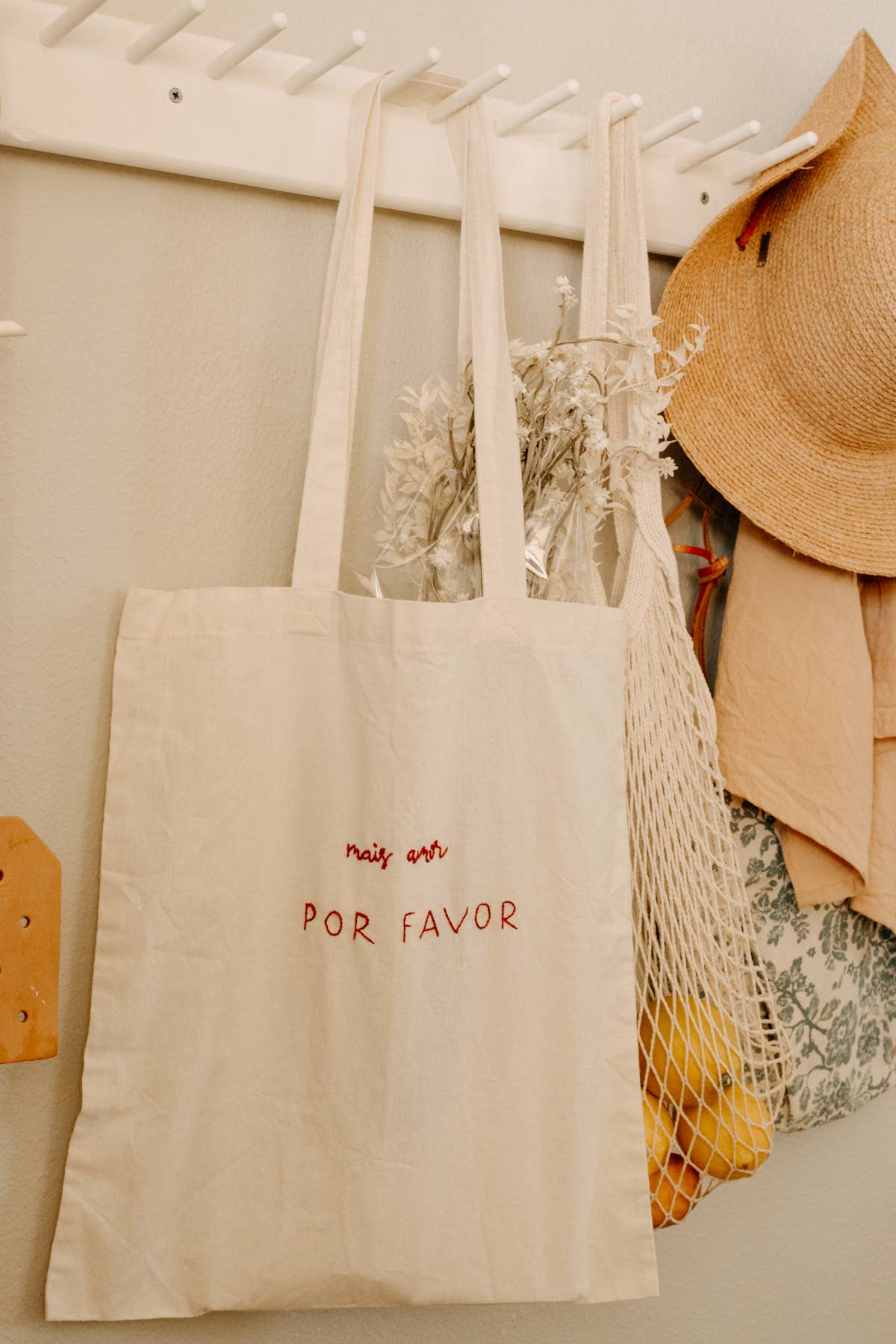 Hand embroidered cotton Tote , plant dyed tote bag: Hearts