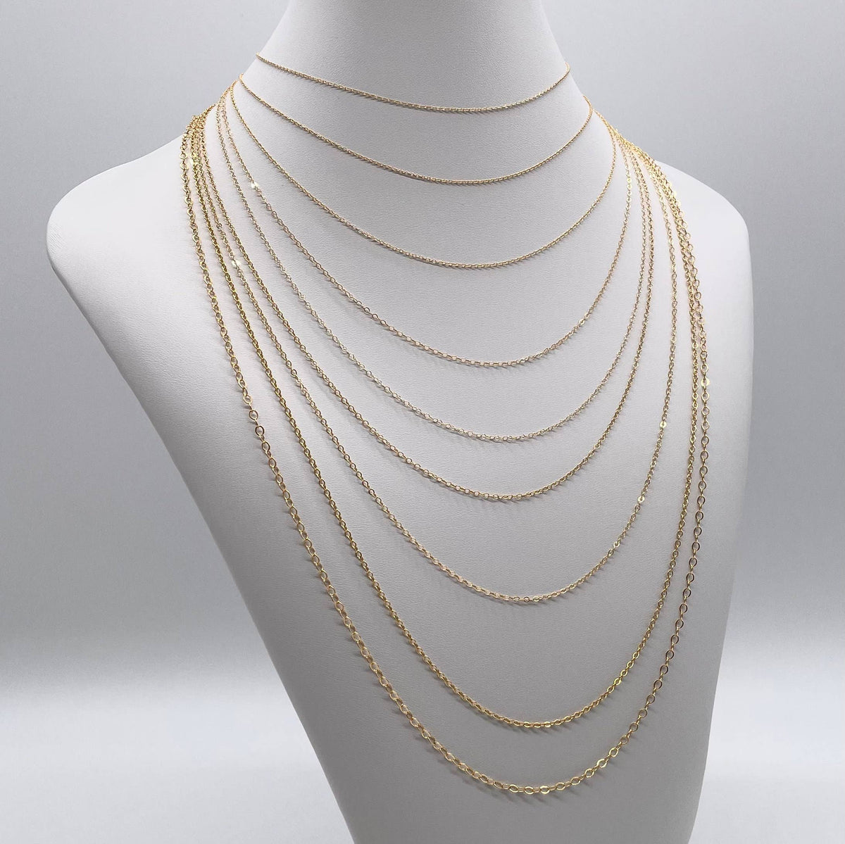 9 Styles Any Length 14K Gold Filled Cable Necklaces: 18 / 1.2mm Round (1025)