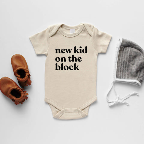 Cream New Kid On The Block Organic Baby Bodysuit - Short Sleeve