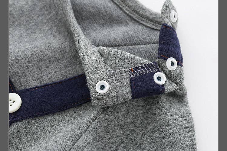 Baby Boy False 1-Piece Overall Design Gentleman Fashion Romp: Navy Blue