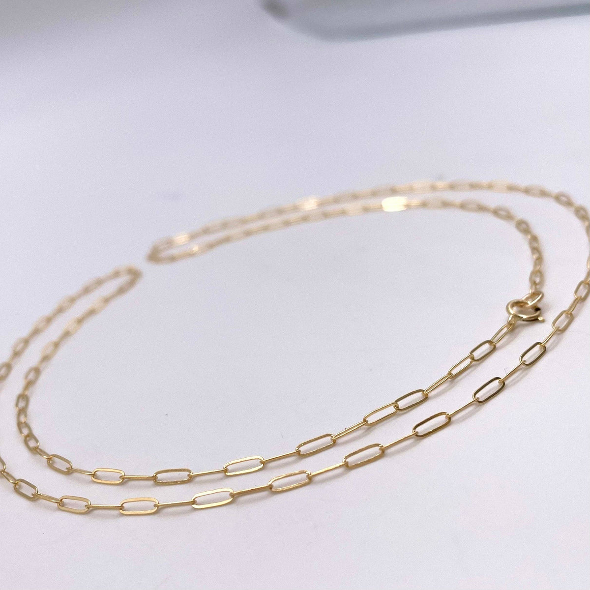 14K Gold Filled 2mm Flat Paperclip, Elongated Cable Link: 16