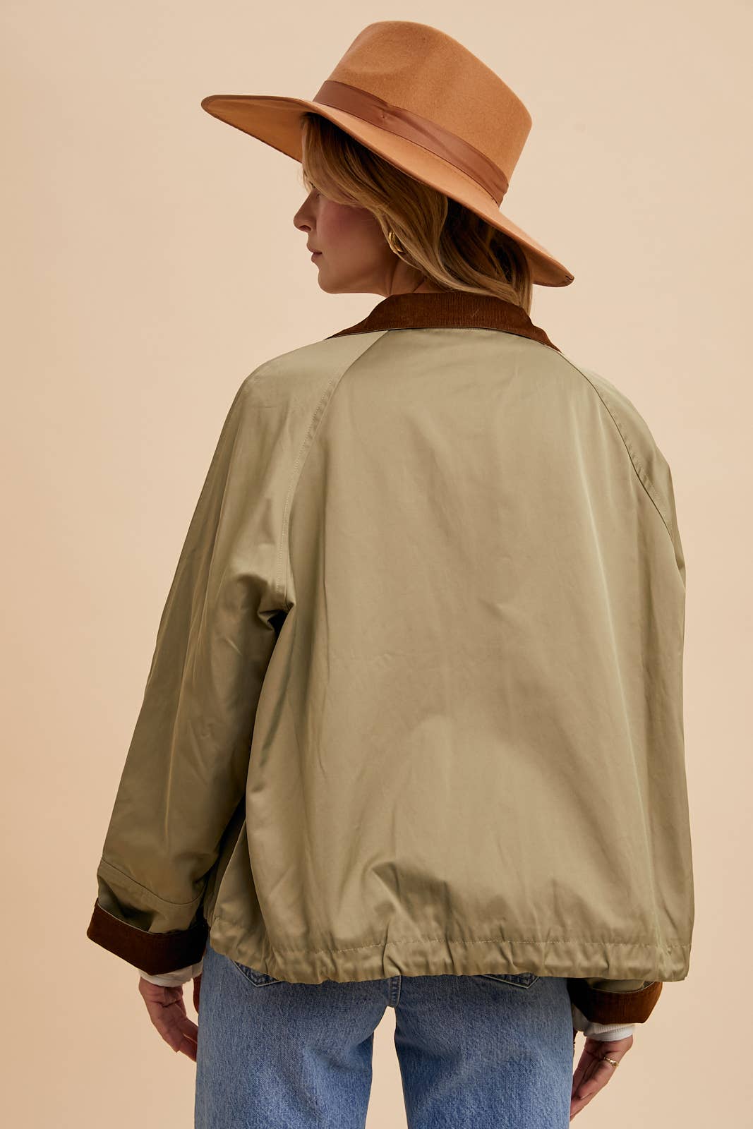 POPOVER COLLAR CARGO JACKET: OLIVE