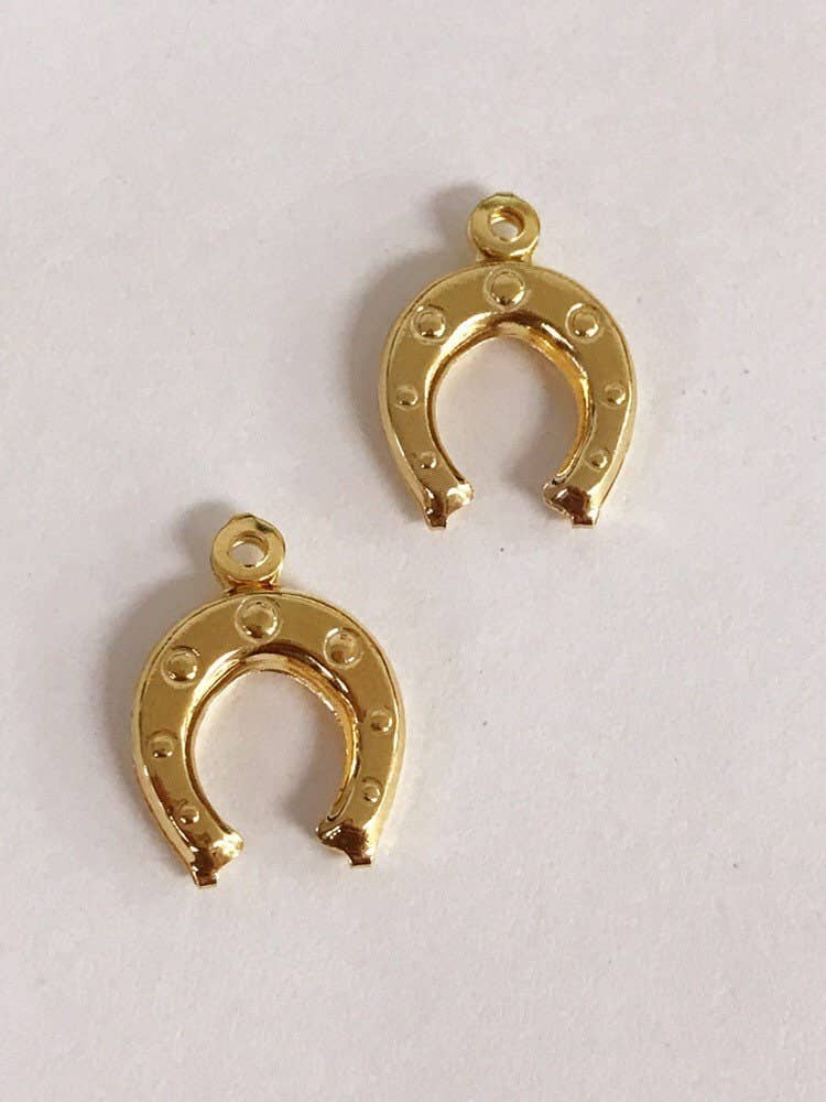 Gold Horseshoe Charm, Gold Filled Horseshoe Pendant For Jewelry Making, Good Luck Charms, Bulk Charms For Beading, Small Horseshoe Lucky Charm