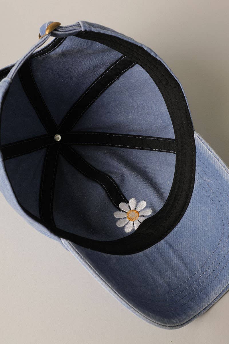 Daisy Embroidery Adjustable Baseball Cap Hat