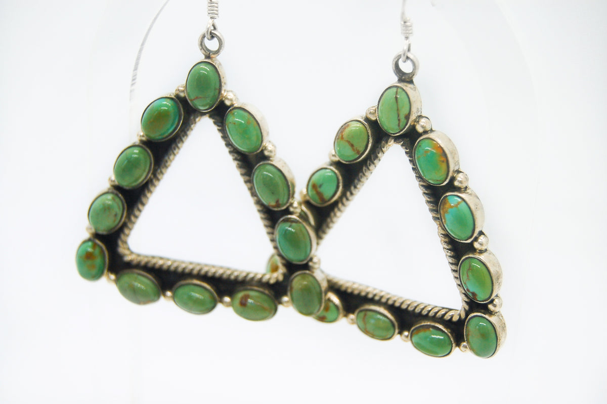 Triangular Green Turquoise Earrings