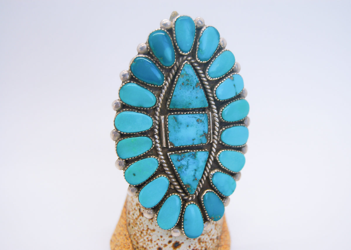 21 Stone Kingman Turquoise Ring