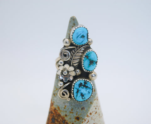 Triple Stacked Rough Turquoise Ring