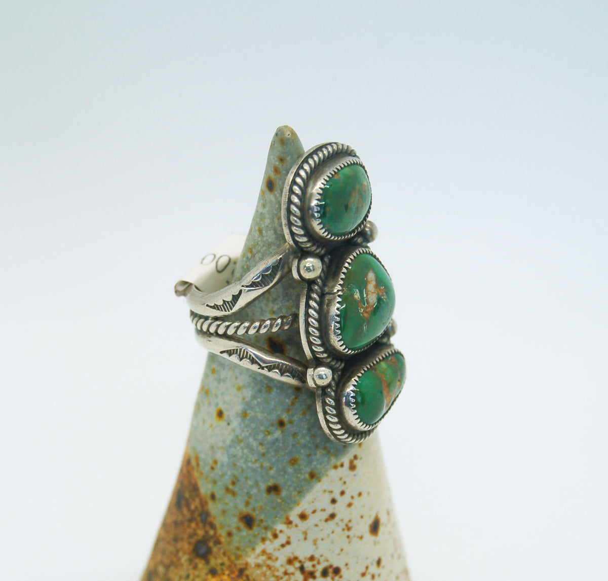Triple Stacked Green Turquoise Ring