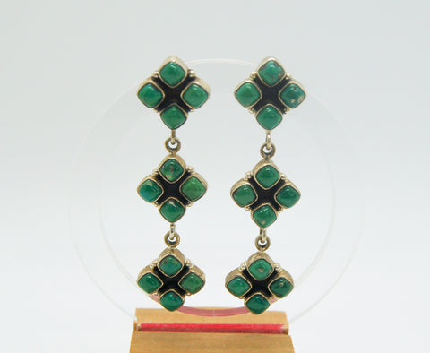 3 Tier Turquoise Cluster Earrings