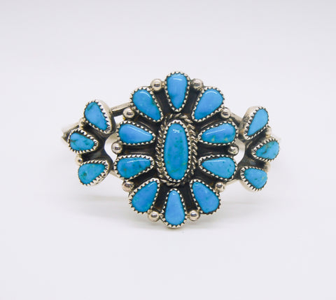 Turquoise Flower Cluster Cuff
