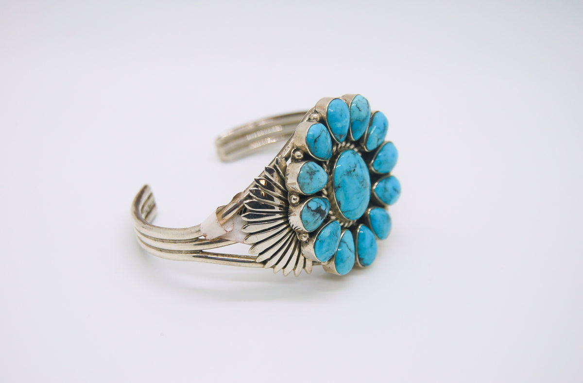 Turquoise Flower Cuff