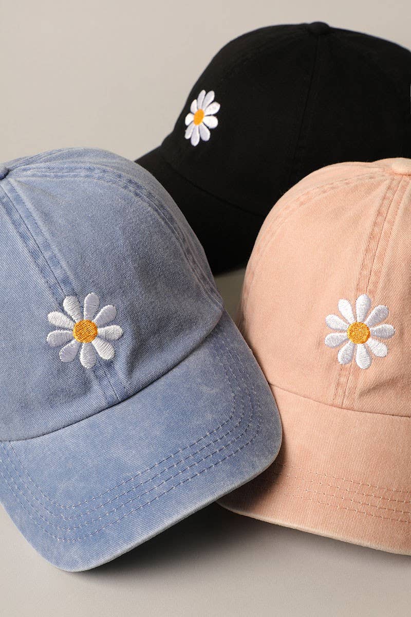 Daisy Embroidery Adjustable Baseball Cap Hat