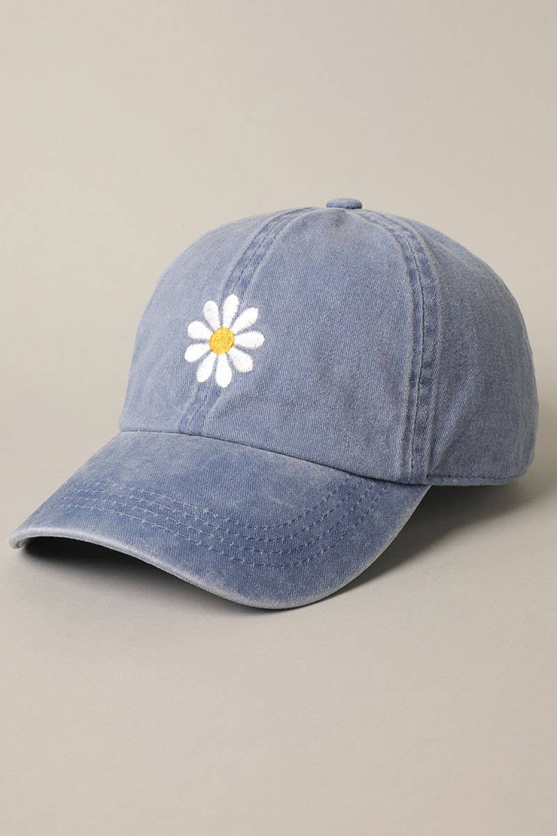 Daisy Embroidery Adjustable Baseball Cap Hat