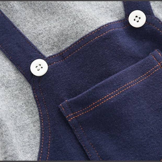 Baby Boy False 1-Piece Overall Design Gentleman Fashion Romp: Navy Blue