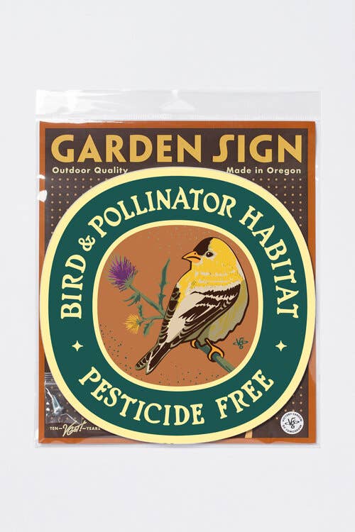 Goldfinch Bird & Pollinator Habitat - Pesticide Free Garden : +$5 Wood Fir Stake 24"