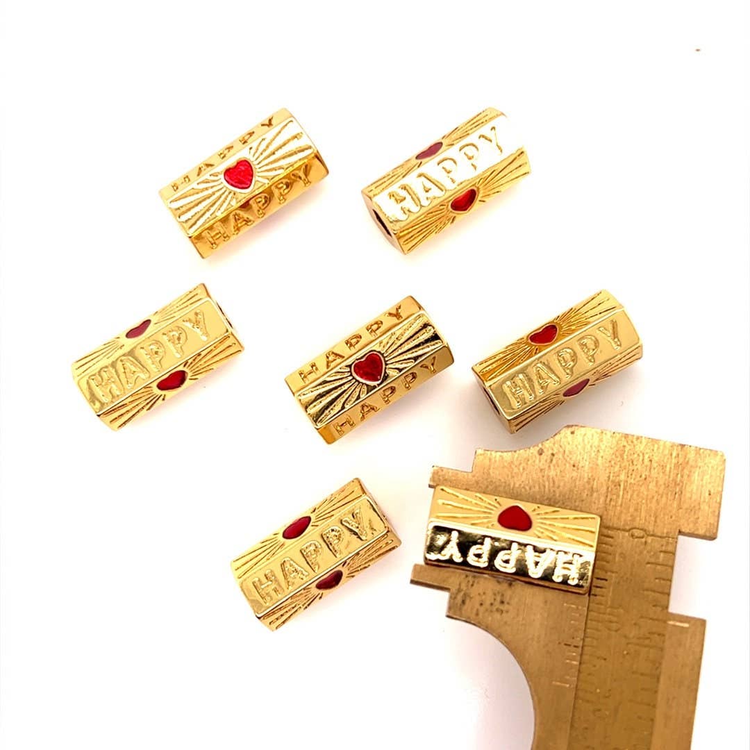 Happy Beads, Colorful Happy Connector Beads, Happy Bar Charm, Happy Jewelry, Happy Bead, Wholesale Bead, Happy Charm, Charm For Necklace, Charm