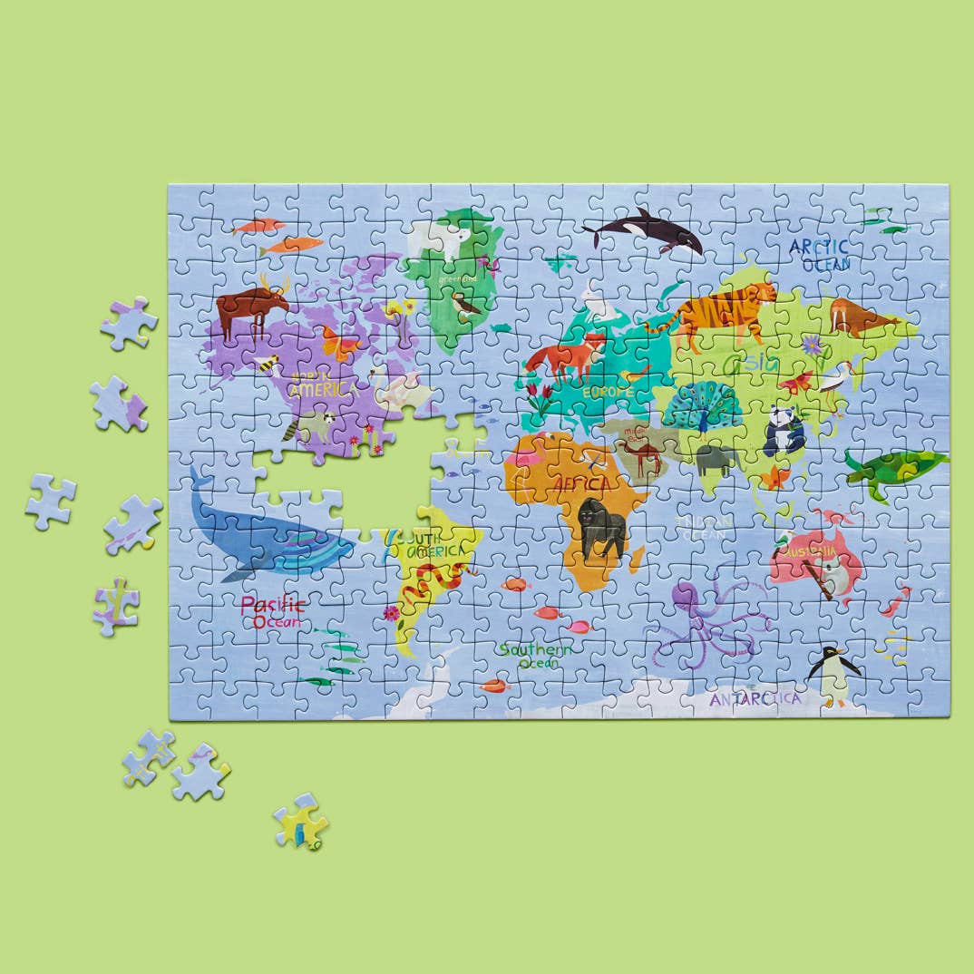 Animal World Map | 250 Piece Kids Puzzle