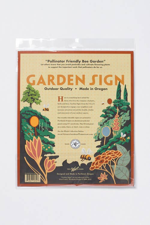 Bee Pollinator Friendly - Garden Sign: +$5 Wood Fir Stake 24"