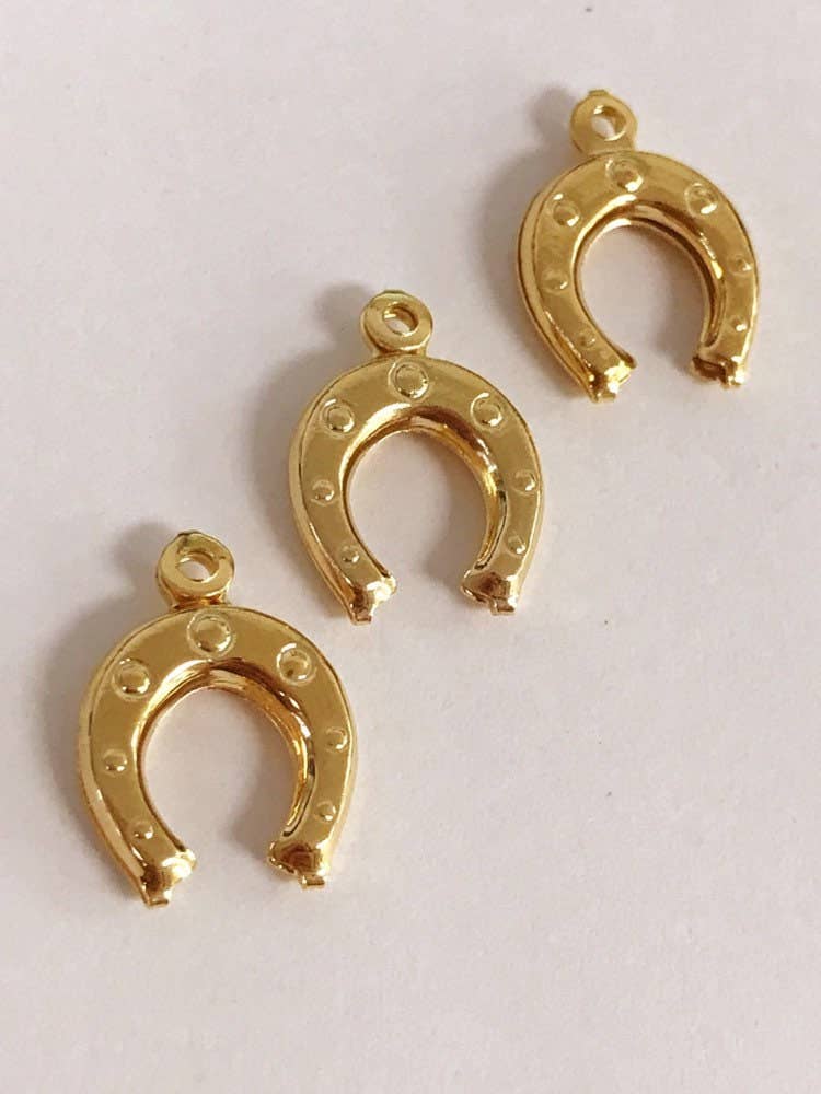 Gold Horseshoe Charm, Gold Filled Horseshoe Pendant For Jewelry Making, Good Luck Charms, Bulk Charms For Beading, Small Horseshoe Lucky Charm