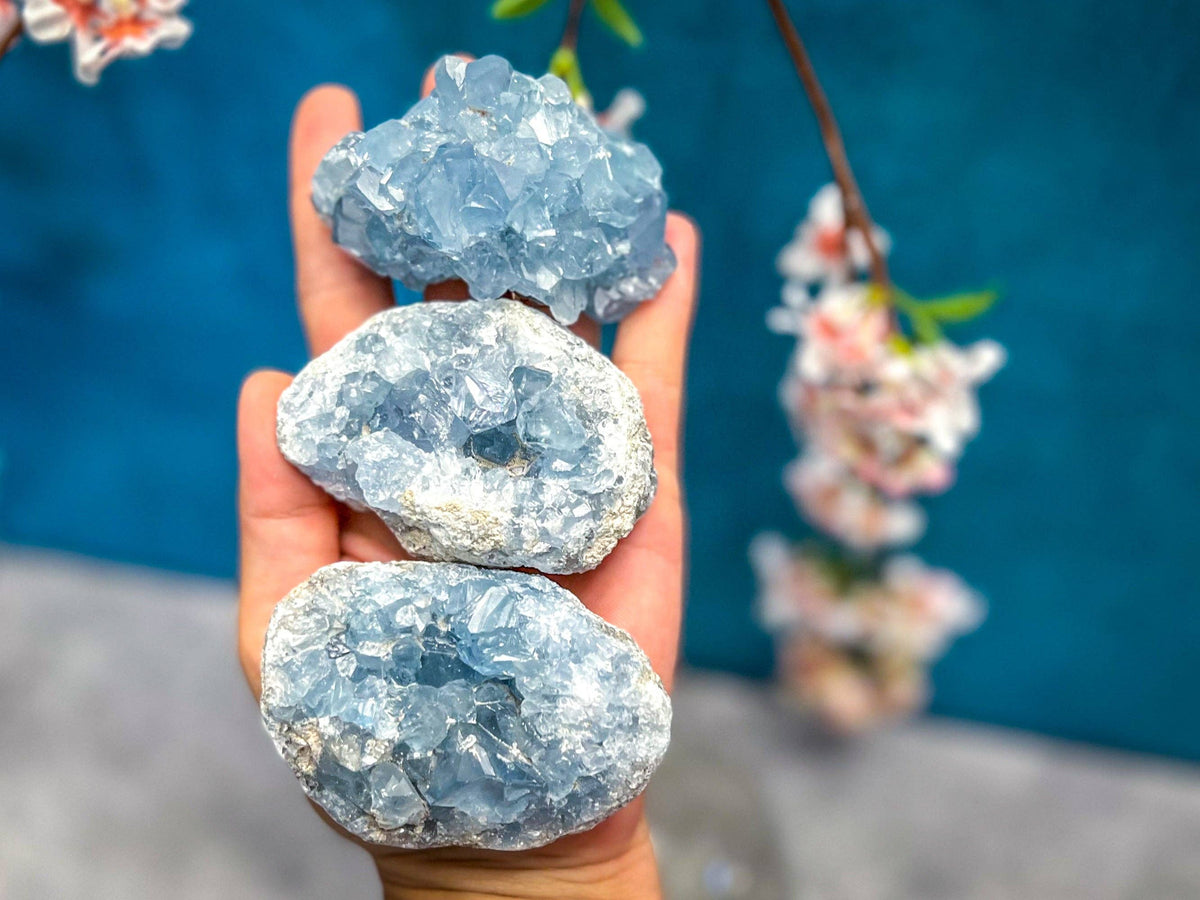 Ethically Sourced CELESTITE Clusters 25-450 Grams: 250-299 grams