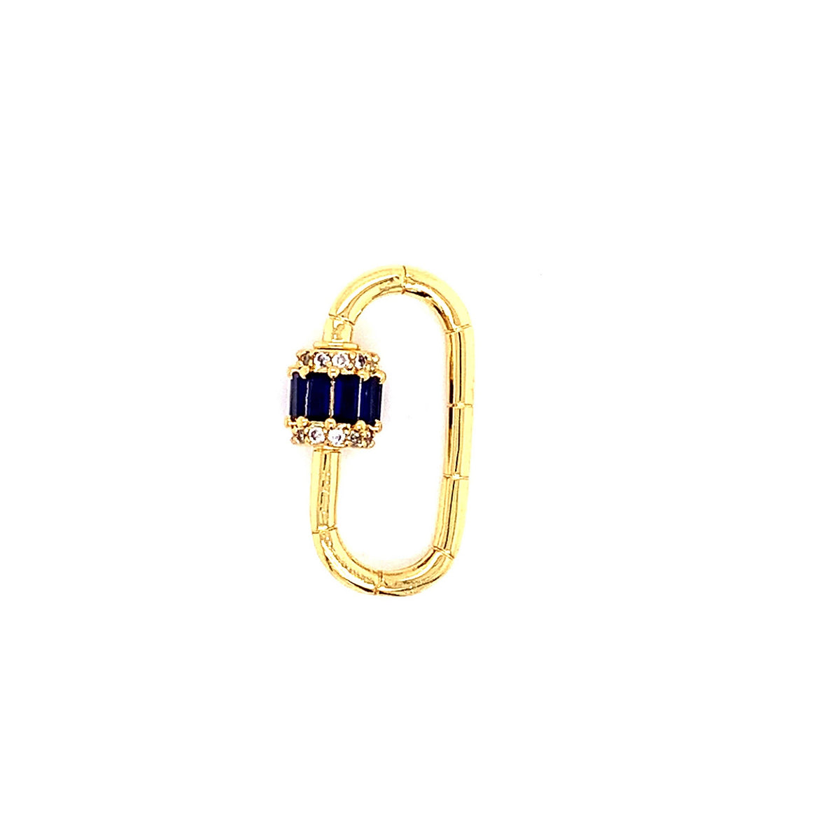 18K Gemstone Clasp Link For Necklace, Gold Emerald Cubic Zir: Sapphire