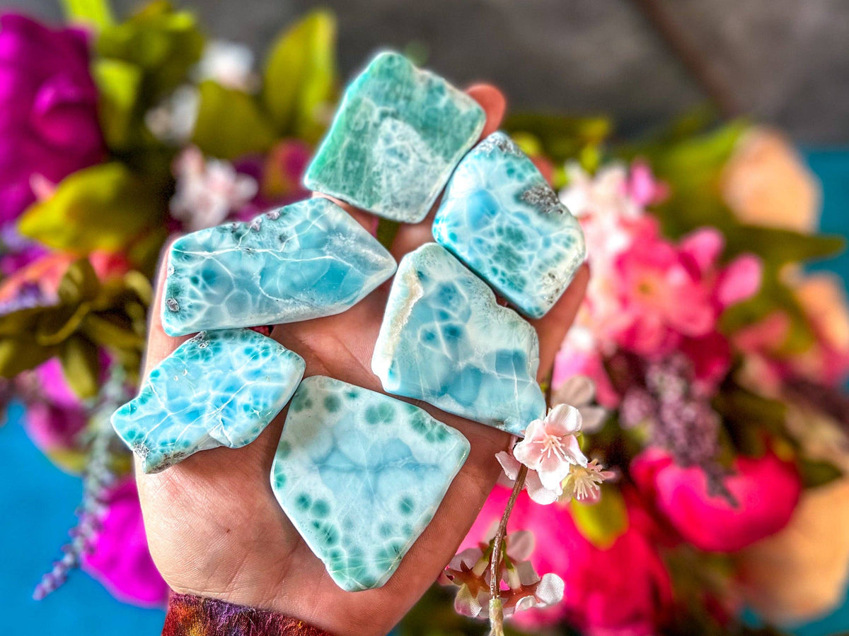 Polished Larimar Slices,Hand Selected: 10-19.99 grams