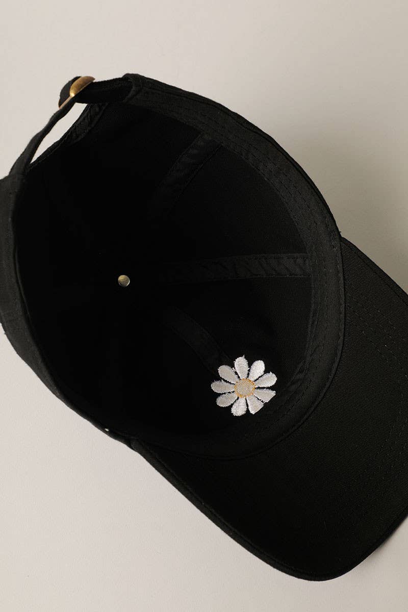 Daisy Embroidery Adjustable Baseball Cap Hat