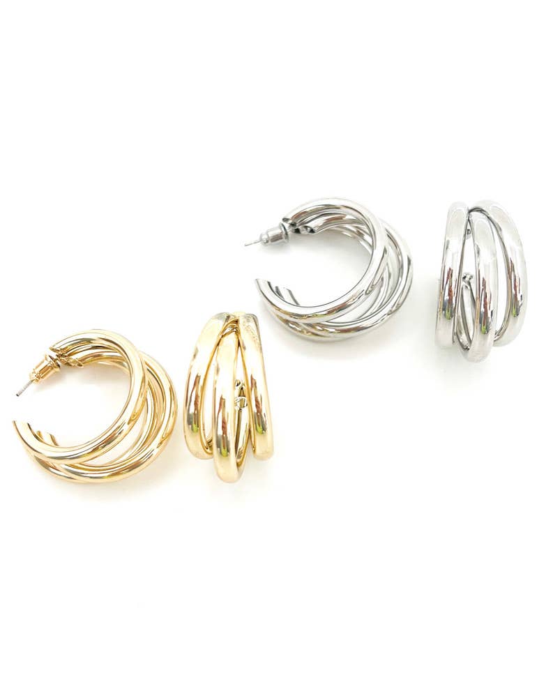 Eager Triple Hoop Earrings || GOLD
