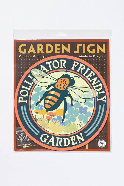 Bee Pollinator Friendly - Garden Sign: +$5 Wood Fir Stake 24"
